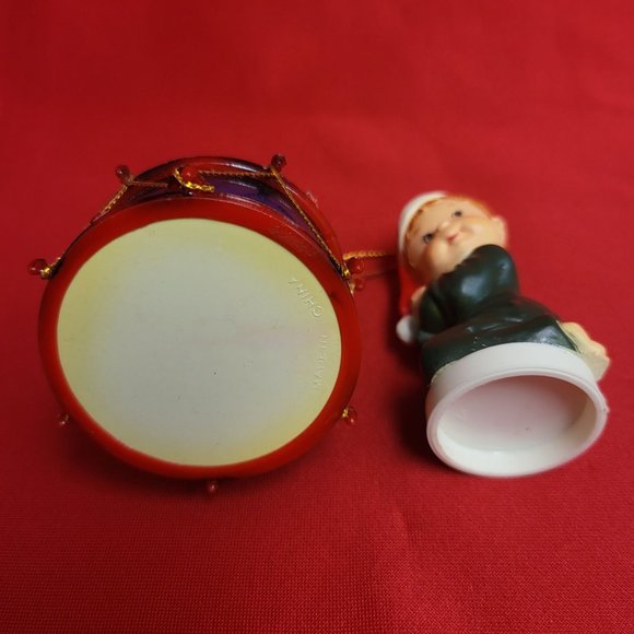 Vintage Christmas Ornaments Hard Plastic Santa Boy and Drummer Teddy Bear - Picture 5 of 12